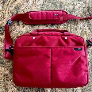 STM Red Tablet or Small Laptop Messenger Bag Tote Purse Plush Gray Lining 12 x 9